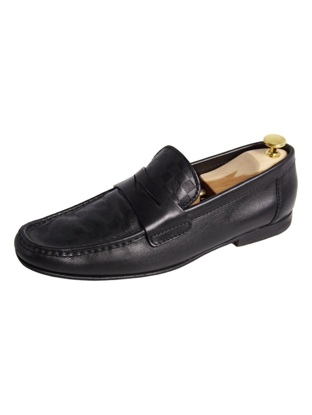 Louis Vuitton Viton Loafers Moccasins Business Shoes Damier Leather Black 8